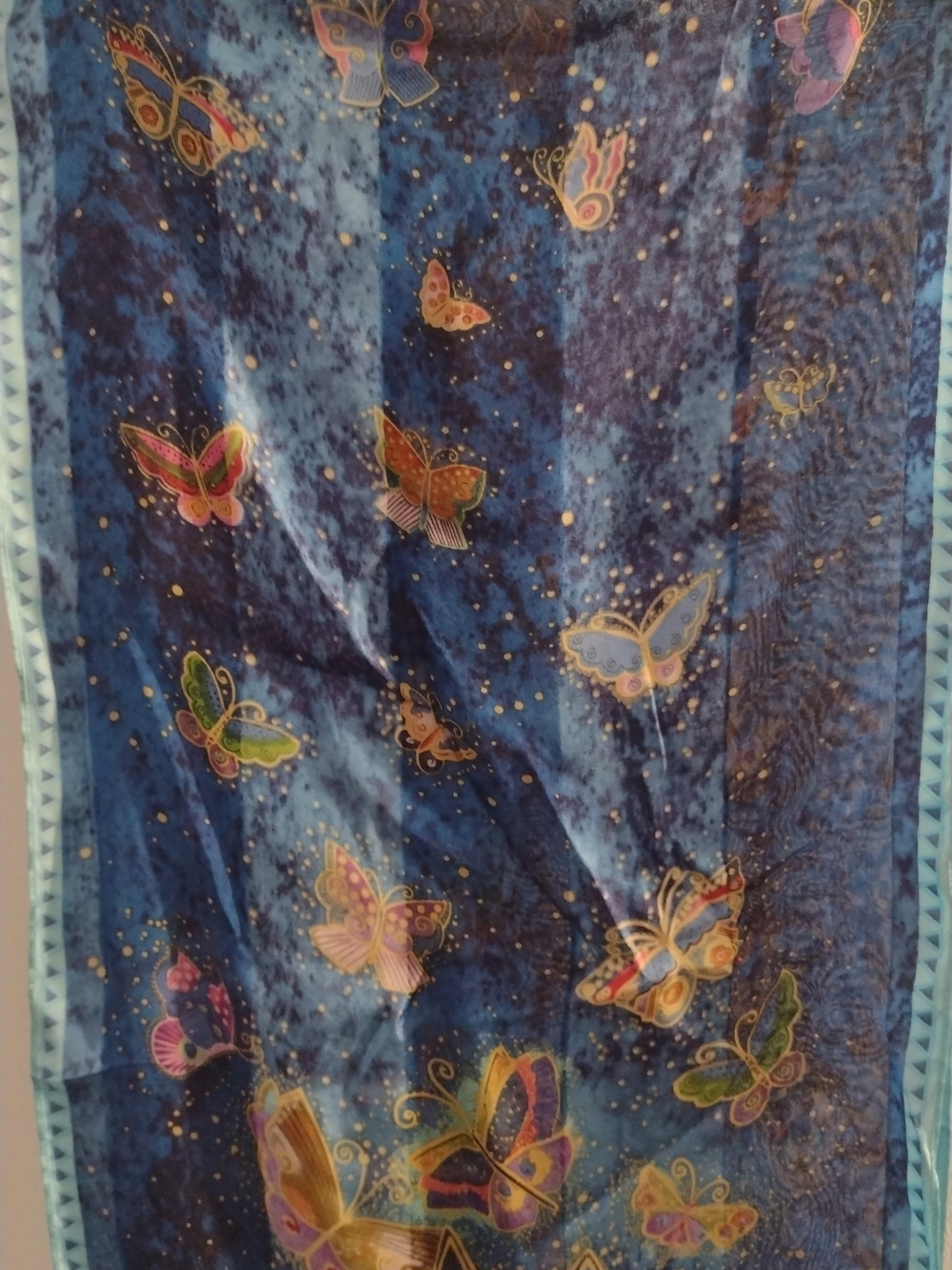 Laurel Burch Blue Cat & Butterfly Velvet Scarf - Picture 4 of 7